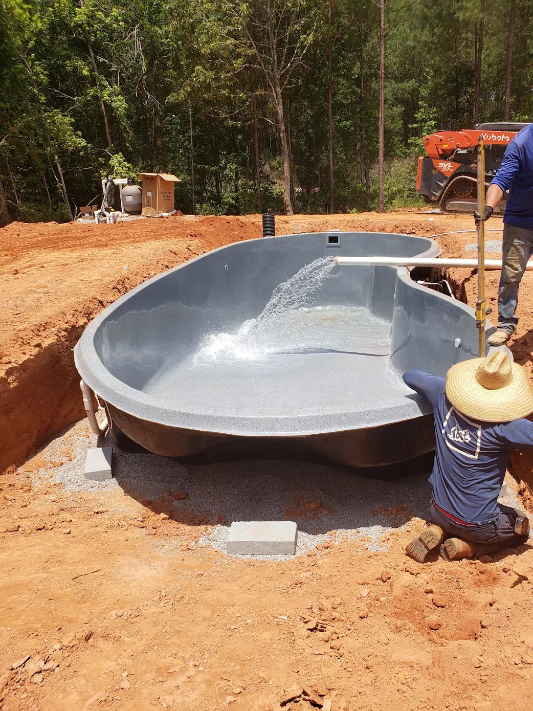 Fiberglass pool installation project
